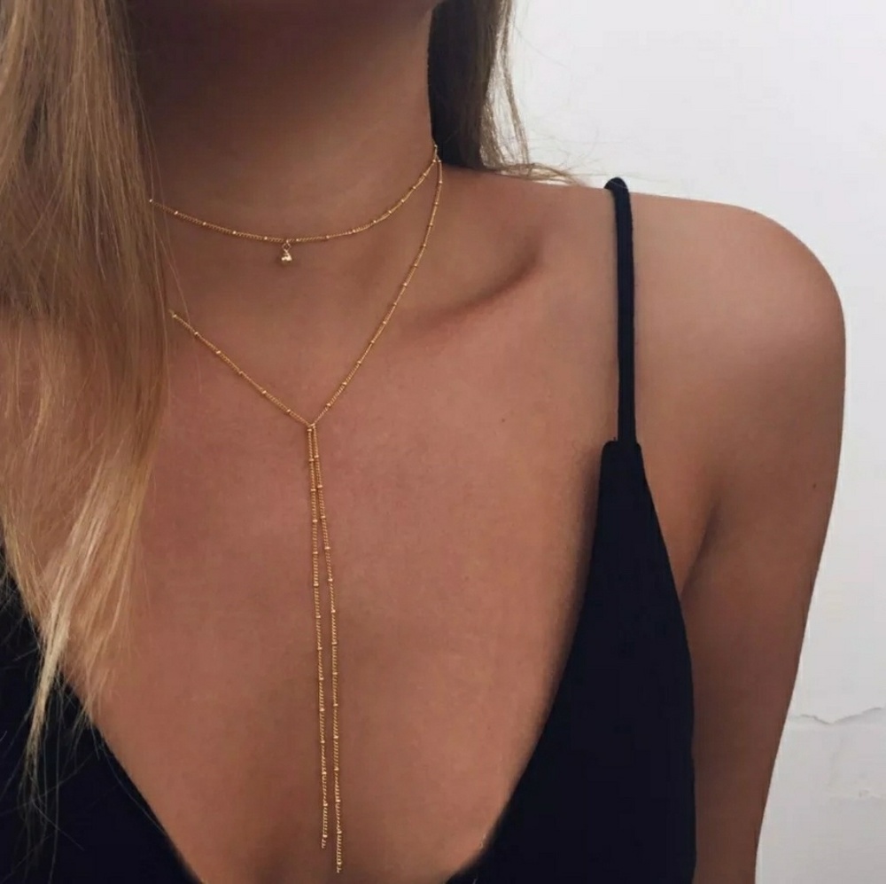 🆕Beautiful double layered gold neckless